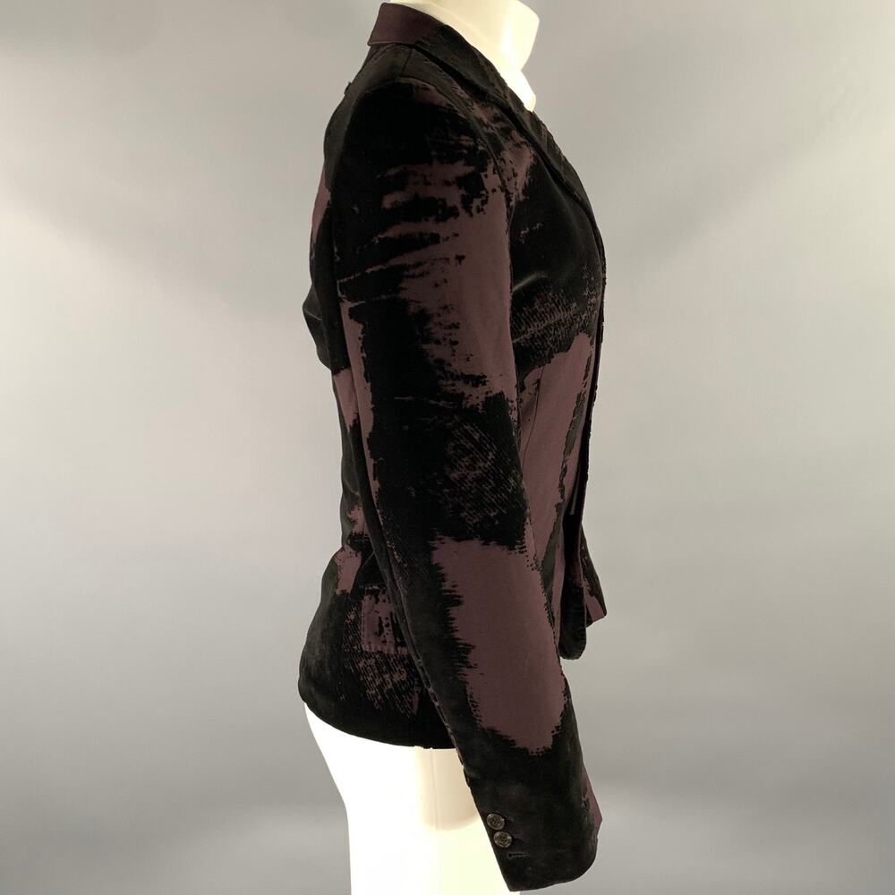 JEAN PAUL GAULTIER Size 38 Black Burgundy Devore Velvet Sport Coat - Picture 3 of 7
